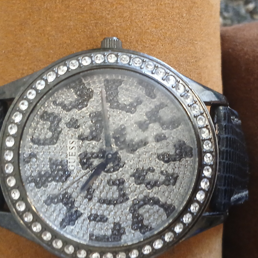 Guess Leopard Print Watch with Rhinestones - Picture 2 of 6